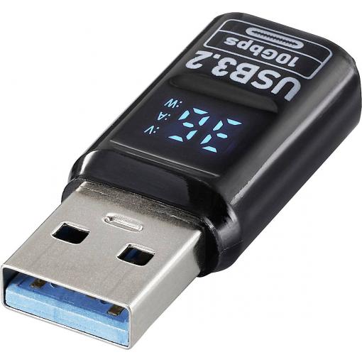 Renkforce USB adaptér [1x USB-A konektor - 1x USB-C® zásuvka] USB 3.2 Type A/C Charging Adapter, PD36W, 10 Gbps LED displej s nabíjením (napětí/proud/výkon)