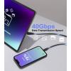 Renkforce USB3® adaptér [1x USB-C® zástrčka - 1x USB-C® zásuvka] USB4® L-Type Male to Female Charging Adapter, 8K, 140W, 40 Gpbs LED displej s nabíjením