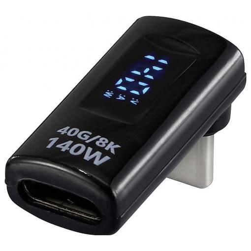 Renkforce USB3® adaptér [1x USB-C® zástrčka - 1x USB-C® zásuvka] USB4® L-Type Male to Female Charging Adapter, 8K, 140W, 40 Gpbs LED displej s nabíjením
