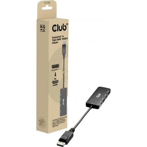 club3D CSV-7330 DisplayPort / Micro USB	 / HDMI adaptér [2x zástrčka DisplayPort, Micro USB - 3x HDMI zásuvka] černá 14 cm