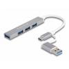 Delock 64214 USB Hub 4 porty USB-A USB 3.2 Gen1 5 GBit/s s konektorem USB C stříbrná 64214