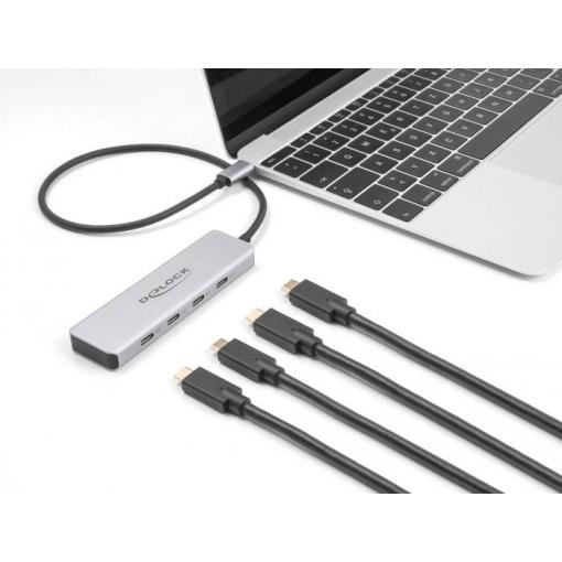 Delock 64231 USB Hub 4 porty USB-C® USB 3.2 Gen2 10 GBit/s s konektorem USB C šedá 64231