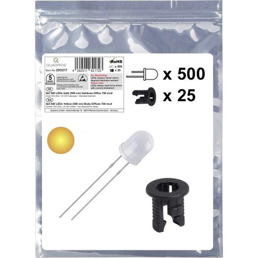 Quadrios 25O217 sada LED žlutá kulatý 5 mm 700 mcd 20 mA 2.0 V