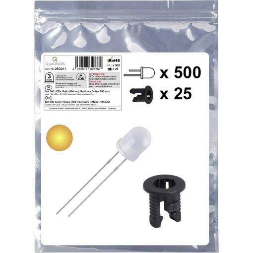 Quadrios 25O211 sada LED žlutá kulatý 3 mm 700 mcd 20 mA 2.0 V