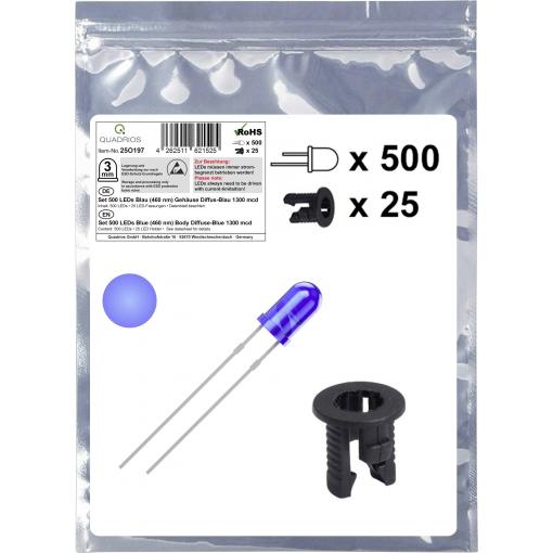 Quadrios 25O197 sada LED modrá kulatý 3 mm 1300 mcd 20 mA 3.0 V