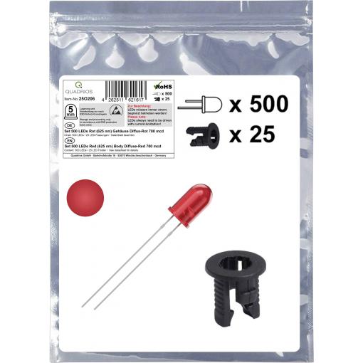 Quadrios 25O206 sada LED červená kulatý 5 mm 700 mcd 20 mA 2.0 V