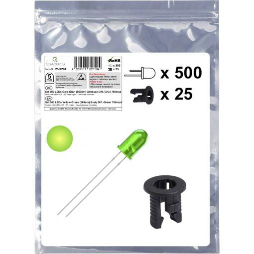 Quadrios 25O204 sada LED žlutozelená kulatý 5 mm 700 mcd 20 mA 2.0 V