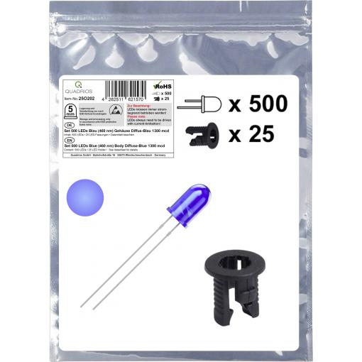 Quadrios 25O202 sada LED modrá kulatý 5 mm 1300 mcd 20 mA 3.0 V