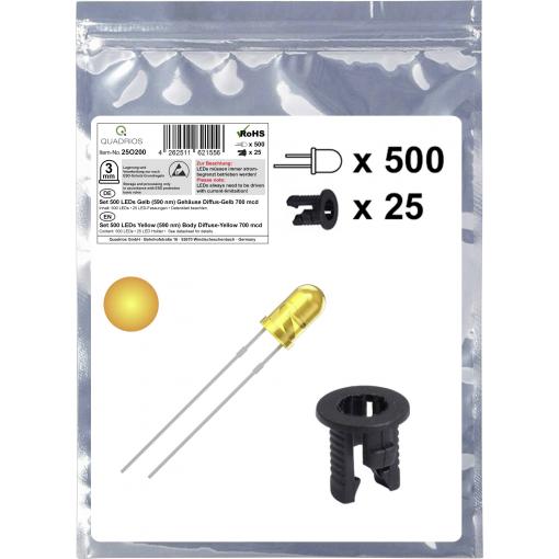 Quadrios 25O200 sada LED žlutá kulatý 3 mm 700 mcd 20 mA 2.0 V