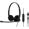 EPOS IMPACT 100 UC Headset otevřená (On Ear) kabelová stereo černá Potlačení hluku headset, Vypnutí zvuku mikrofonu, regulace hlasitosti, Tlačítko Microsoft
