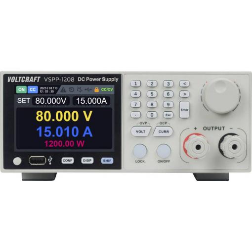 VOLTCRAFT VSPP-1208 laboratorní zdroj 19, nastavitelný, 0 - 80 V/DC, 0 - 30 A, 1200 W, USB, LAN, lze programovat, lze dálkově ovládat, výstup 1 x, VC-17068680