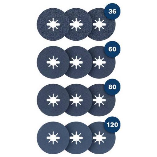 Bosch Accessories 2607012056 vláknitý kotouč Průměr 115 mm Zrnitost=36, 60, 80, 120 1 sada