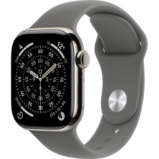 Apple Watch Series 11 GPS + Cellular 42 mm Titanový kryt sportovní náramek Kamenně šedá M/L