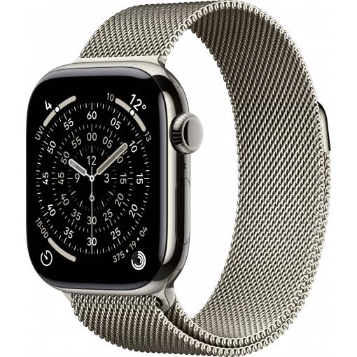 Apple Watch Series 11 GPS + Cellular 42 mm Titanový kryt Řemínek Milanese Loop přírodní M/L