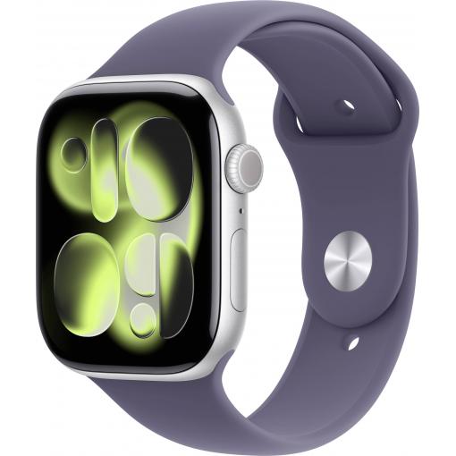 Apple Watch Series 11 GPS 46 mm hliníkový plášť sportovní náramek Mlžná fialová S/M