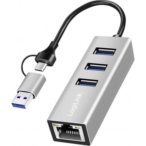 LogiLink UA0440 síťový adaptér / rozbočovač 5 GBit/s USB-C™ (USB 3.2 Gen 1)