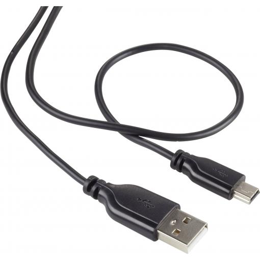 USB kabel USB Mini-B zástrčka, USB-A zástrčka 1.00 m černá SuperSoft opletení 1013322