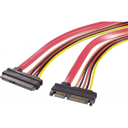 pevný disk prodlužovací kabel [1x kombinovaná SATA zástrčka 15+7-pólová - 1x kombinovaná SATA zásuvka 15+7-pólová] 0.50 m červená