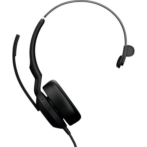 Jabra JABRA Evolve2 50 MS monaural USB-C Headset otevřená (On Ear) kabelová mono černá Potlačení hluku headset Počítače