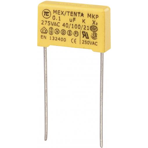 TRU COMPONENTS MKP-X2 1 ks odrušovací kondenzátor MKP-X2 radiální 0.1 µF 275 V/AC 10 % 15 mm (d x š x v) 18 x 5 x 11 mm