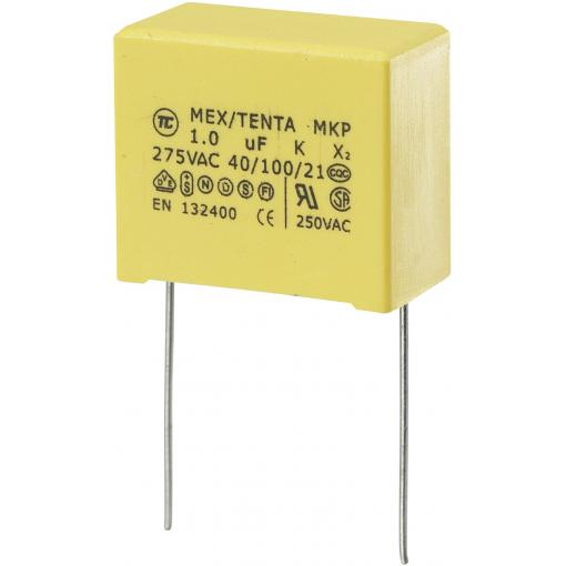 TRU COMPONENTS MKP-X2 1 ks odrušovací kondenzátor MKP-X2 radiální 1 µF 275 V/AC 10 % 22.5 mm (d x š x v) 26.5 x 14 x 20 mm