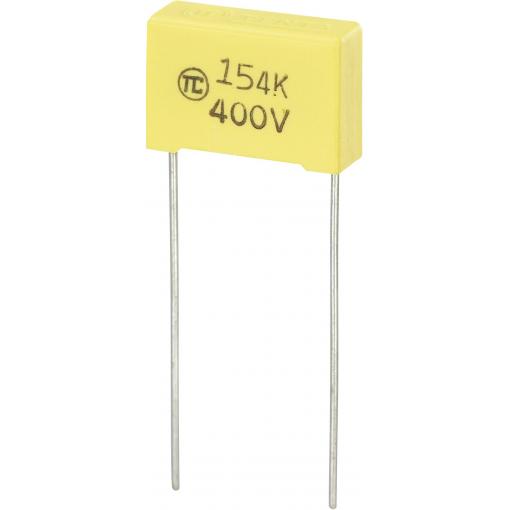 TRU COMPONENTS 1 ks fóliový kondenzátor MKS radiální 0.15 µF 400 V/DC 5 % 15 mm (d x š x v) 18 x 6 x 12 mm