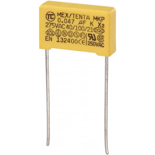TRU COMPONENTS MKP-X2 1 ks odrušovací kondenzátor MKP-X2 radiální 0.068 µF 275 V/AC 10 % 15 mm (d x š x v) 18 x 6 x 12 mm