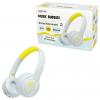 LogiLink BT0073BL sluchátka otevřená (On Ear) Bluetooth®, kabelová světle modrá, žlutá složitelná, omezení hlasitosti