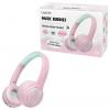 LogiLink BT0073P Headset otevřená (On Ear) Bluetooth®, kabelová růžová, světle modrá složitelná, omezení hlasitosti