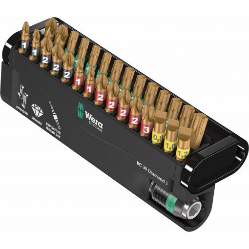 Wera Bit-Check 30 Diamond 1 05057431001 sada bitů, 30dílná, plochý, křížový PZ, křížový PH, Vnitřní T-profil, 1/4 (6,3 mm)