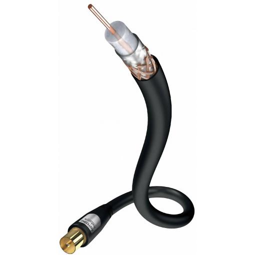 Inakustik antény, SAT kabel [1x anténní zástrčka 75 Ω - 1x anténní zásuvka 75 Ω] 3.00 m 90 dB pozlacené kontakty černá