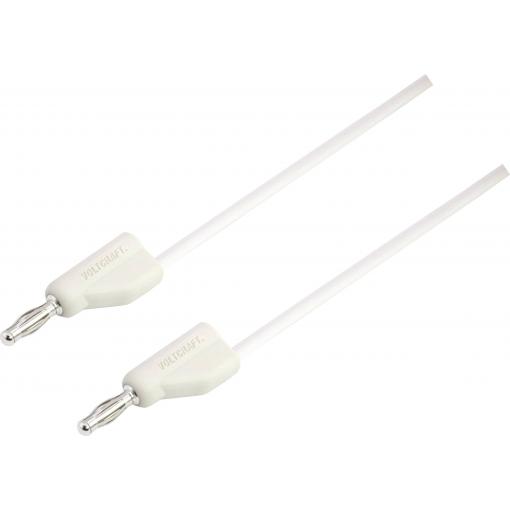 VOLTCRAFT MSB-300 měřicí kabel lamelová zástrčka 4 mm silikon 5.00 m bílá 1 ks