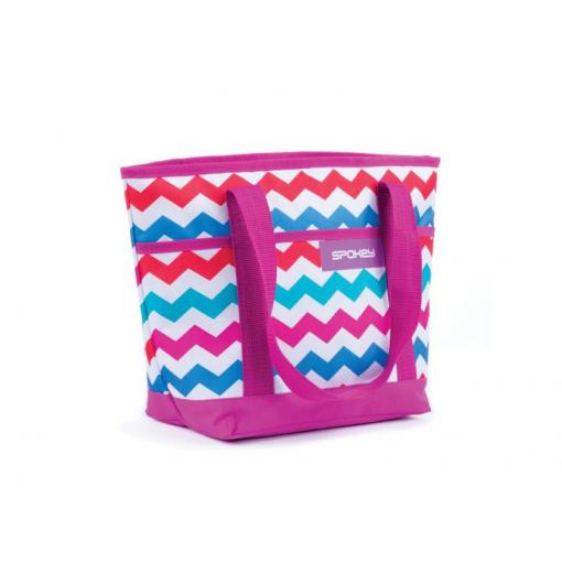 Taška plážová SPOKEY ACAPULCO termo, malá fialová zigzag 39 x 15 x 27 cm