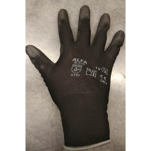 Pracovní rukavice bezešvé s PU dlaní - velikost 11, černé