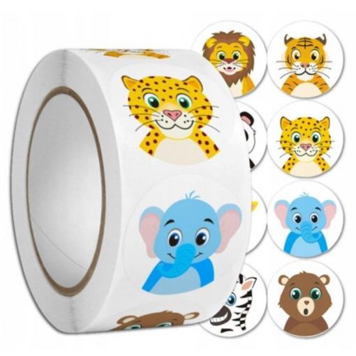 Motivační samolepky pro děti 500 ks, ZOO motiv, 2,5 × 2,5 cm