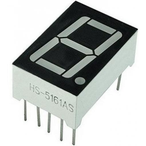 LED displej 5161AS, 8segmentový, červený, společná katoda, 19×13 mm