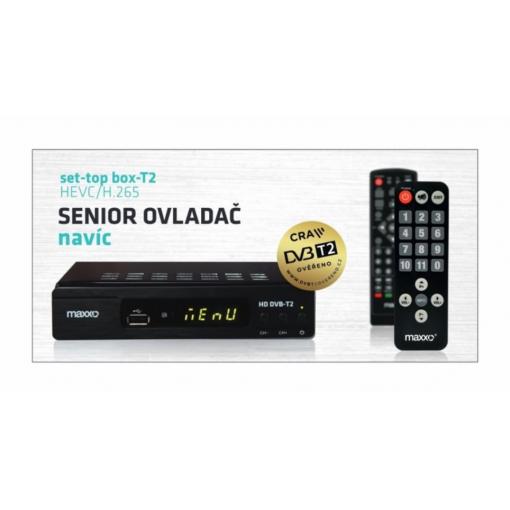 SET TOP BOX MAXXO STB-T2 FullHD s HEVC H.265 DVB-T2,  USB přijímač