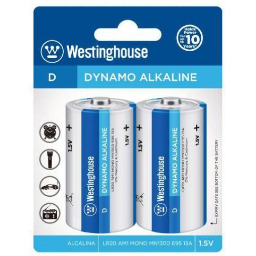 Baterie WESTINGHOUSE 1,5V D (LR20) alkalická, 2ks v blistru