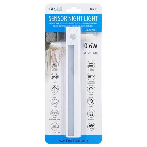 Senzorové noční světlo Trixline TR-015S, 0,6 W, 21 lm, 6500 K