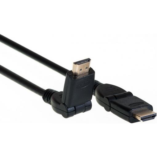 HDMI kabel, HDMI 1.4 A konektor - HDMI 1.4 A konektor, otočné konektory, 1,5m, sáček  AQ CV11015