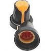 Přístrojový knoflík 15 × 17 mm, hřídel 6 mm, černo-oranžový