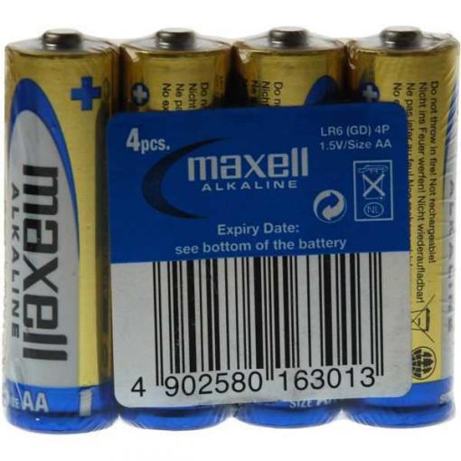 Alkalická baterie Maxell AA (LR6), 1,5 V, balení 4 ks