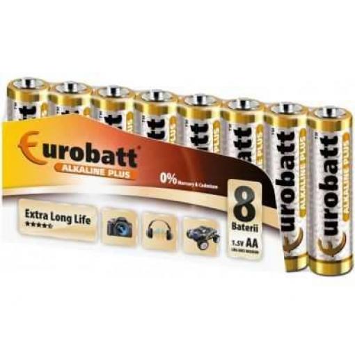 Baterie EUROBATT AA (LR6) alkalická 1,5 V, balení 8 ks