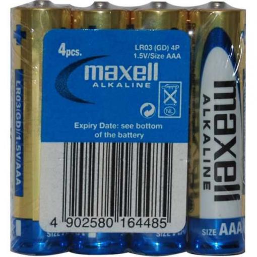Alkalická baterie MAXELL AAA (LR03) 1,5 V, balení 4 ks