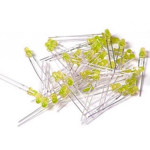 LED dioda 3 mm žlutá difuzní, 2 V / 20 mA, balení 100 ks