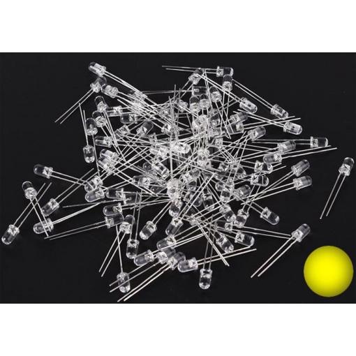 LED dioda 5 mm žlutá čirá, 2000–3000 mcd, balení 100 ks