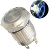 Stiskací vypínač OFF-ON 12 mm, 250 V / 2 A, modré LED prosvětlení 12 V