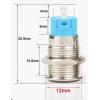 Stiskací vypínač OFF-ON 12 mm, 250 V / 2 A, LED prosvětlení 12 V