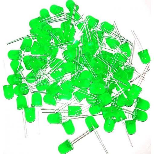 LED dioda 10 mm zelená difuzní, 3 V / 20 mA, balení 100 ks