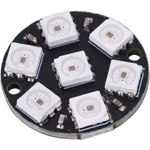 RGB LED kruh WS2812B, 7 adresovatelných diod, USB 5 V